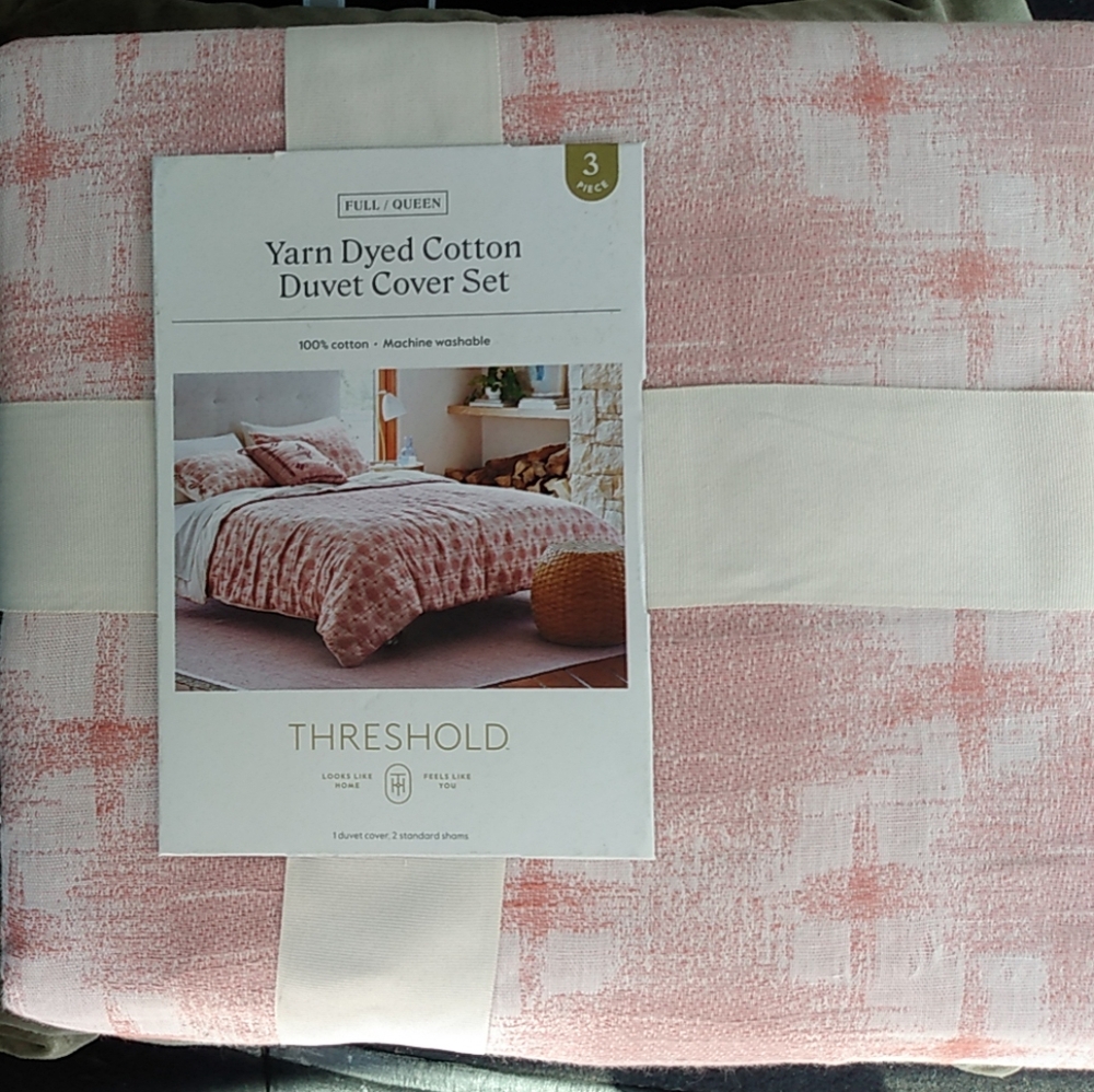 Threshold Cotton Yarn Dye Ikat Duvet Cover Ivory Mauve Set Full Queen Target